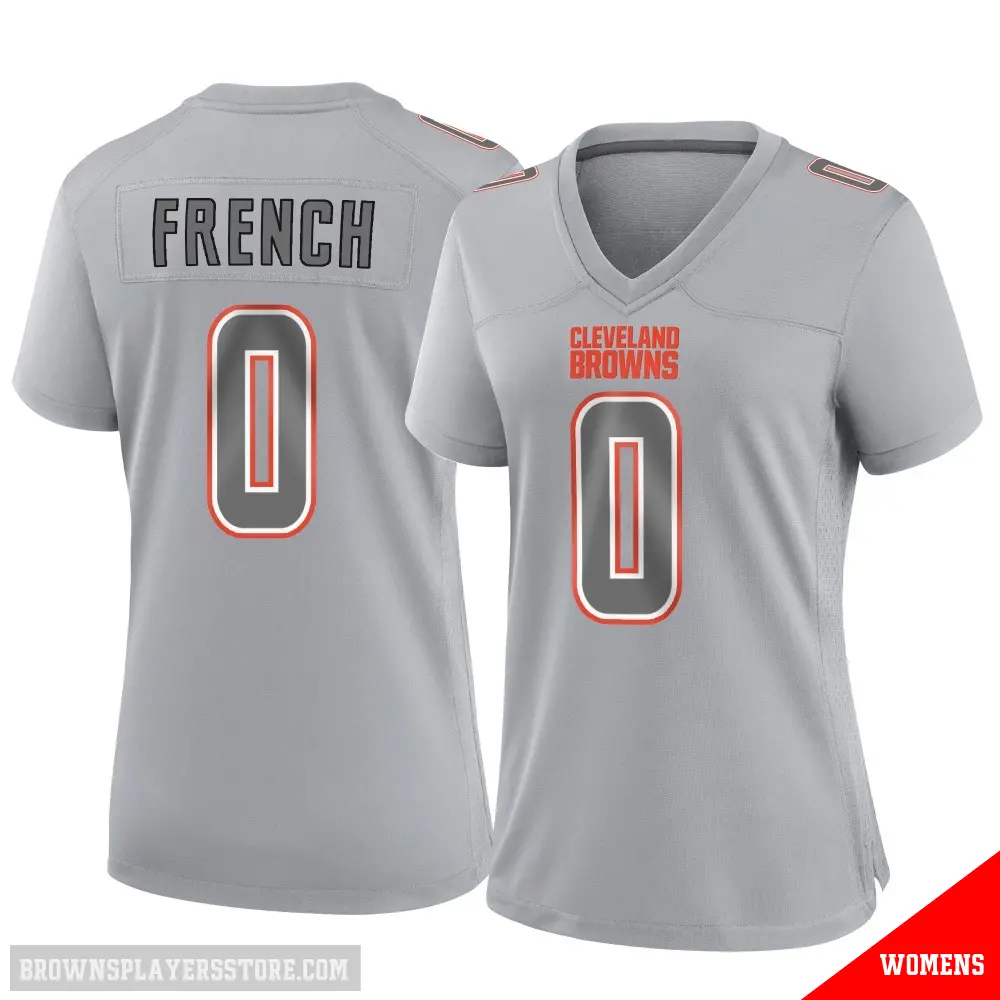 ＃0 Women's Wesley French Gray Game Cleveland Browns Atmosphere Fashion Jersey