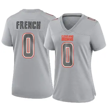 ＃0 Women's Wesley French Gray Game Cleveland Browns Atmosphere Fashion Jersey