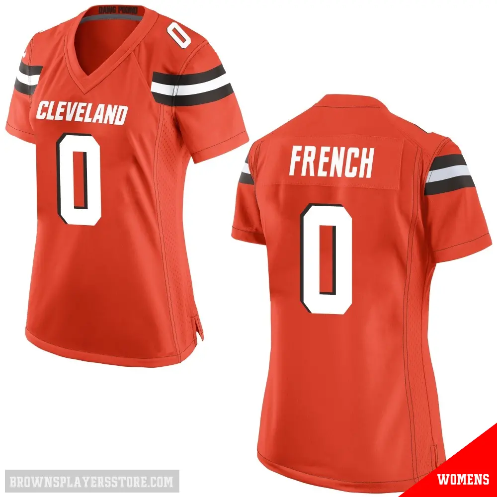 ＃0 Women's Wesley French Orange Game Cleveland Browns Alternate Jersey