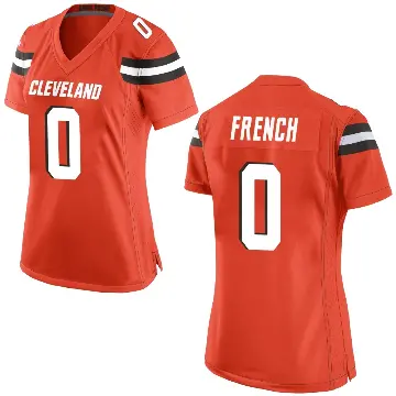 ＃0 Women's Wesley French Orange Game Cleveland Browns Alternate Jersey