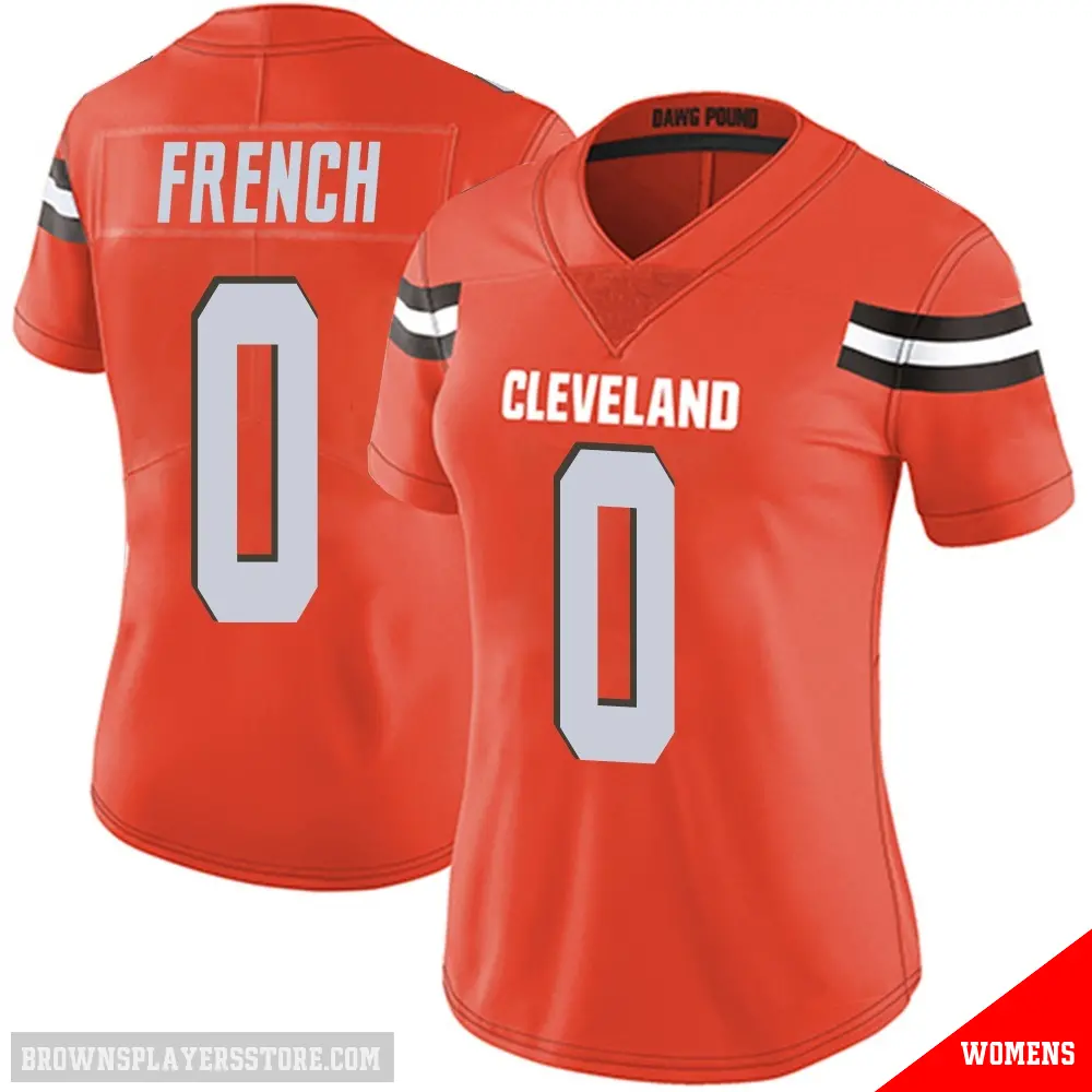 ＃0 Women's Wesley French Orange Limited Cleveland Browns Alternate Vapor Untouchable Jersey