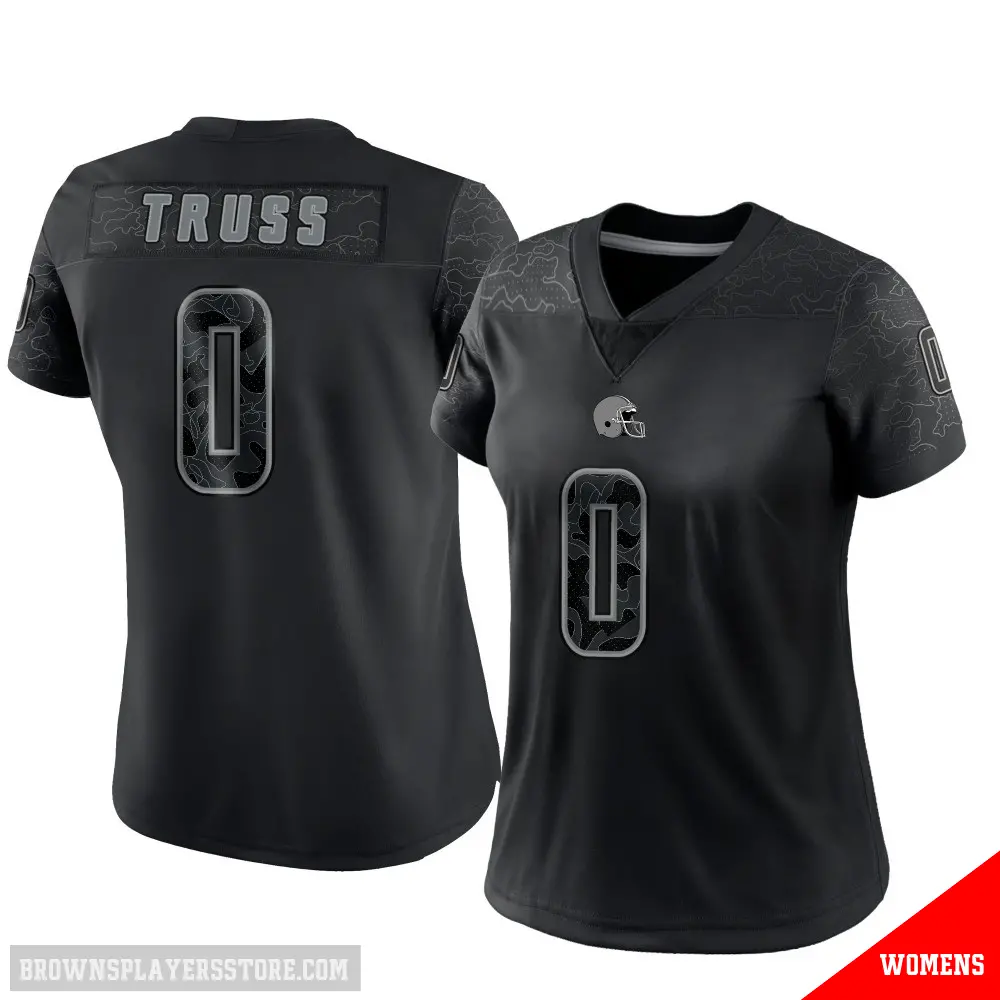 ＃0 Women's Xavier Truss Black Limited Cleveland Browns Reflective Jersey