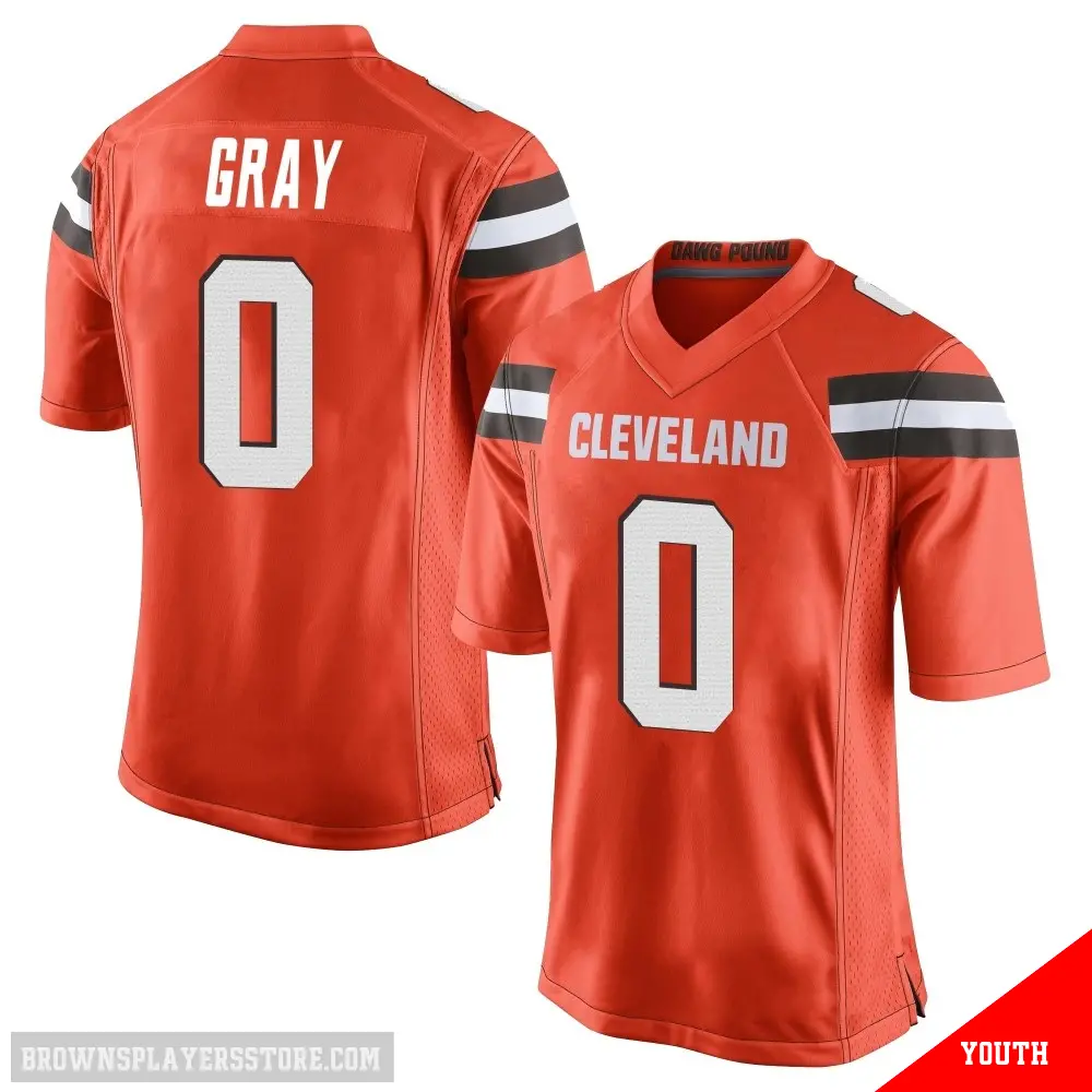 ＃0 Youth Eric Gray Orange Game Cleveland Browns Alternate Jersey