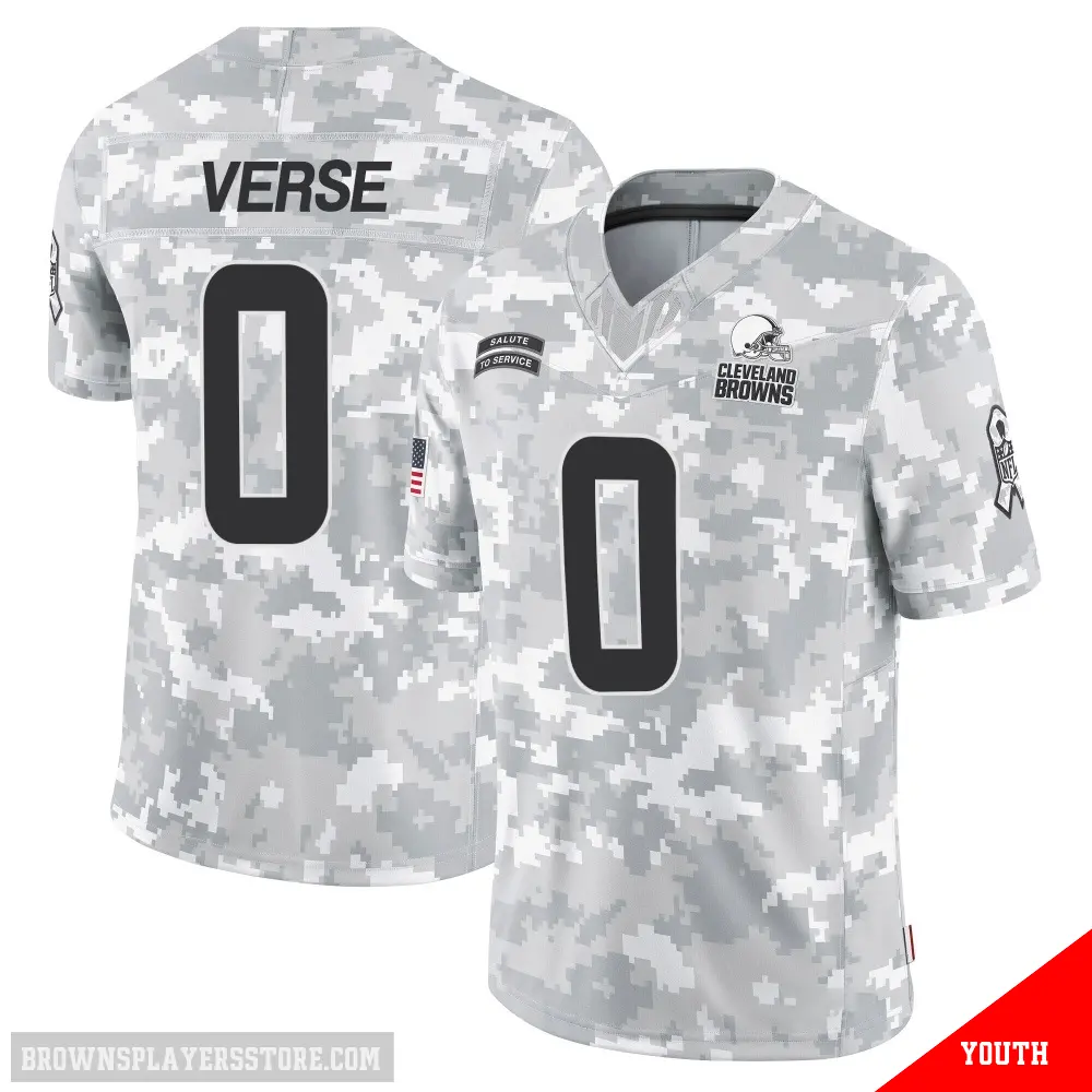 ＃0 Youth Jared Verse Arctic Camo Limited Cleveland Browns 2024 Salute to Service Jersey