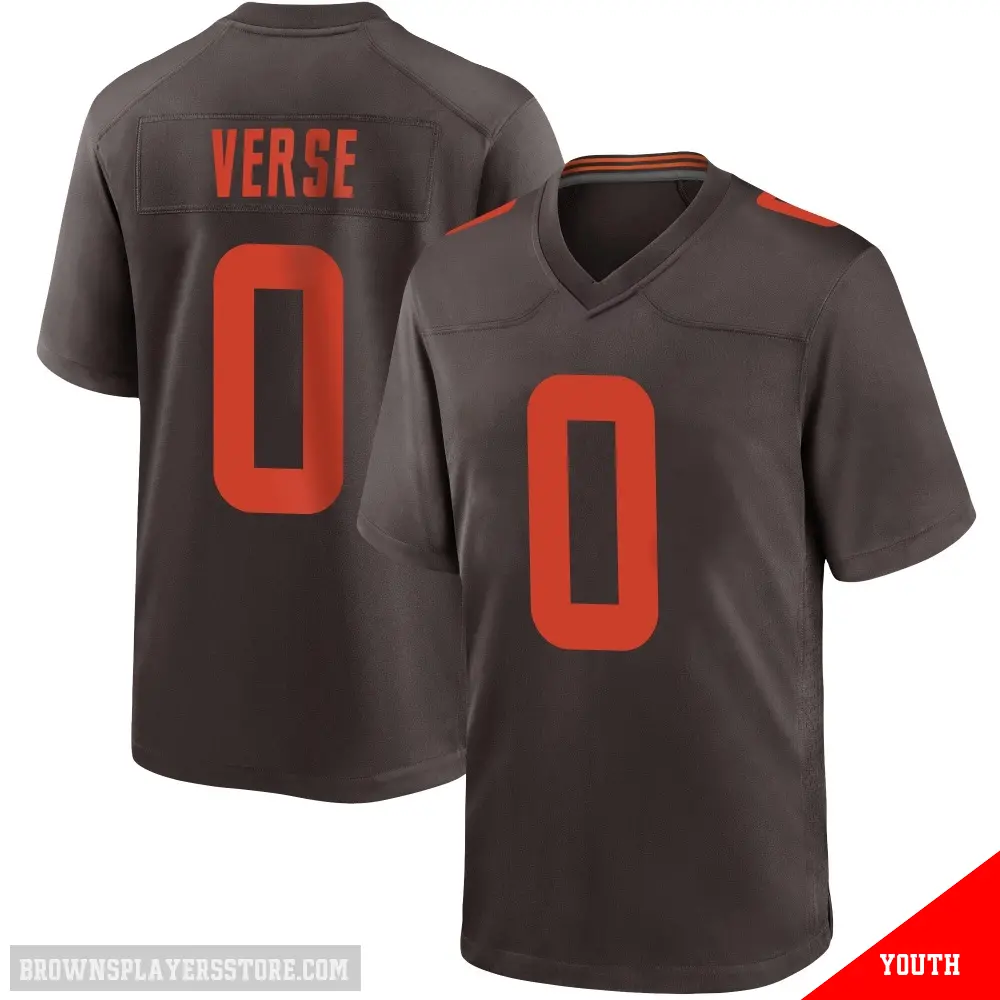 ＃0 Youth Jared Verse Brown Game Cleveland Browns Alternate Jersey