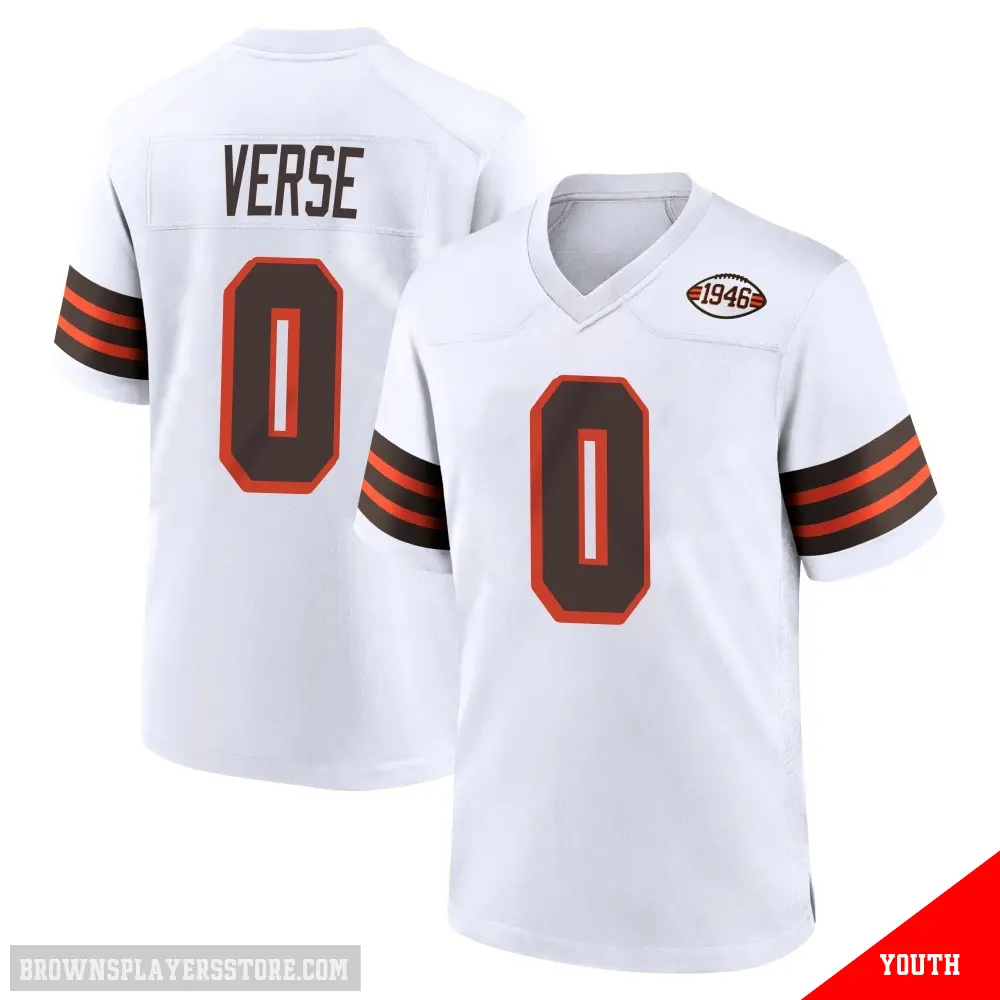 ＃0 Youth Jared Verse White Game Cleveland Browns 1946 Collection Alternate Jersey
