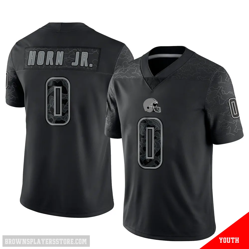 ＃0 Youth Jimmy Horn Jr. Black Limited Cleveland Browns Reflective Jersey