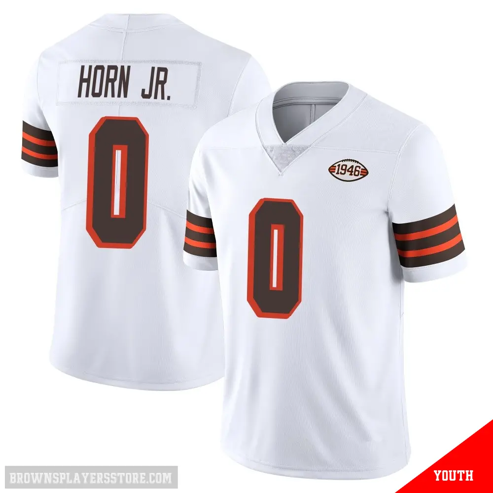 ＃0 Youth Jimmy Horn Jr. White Limited Cleveland Browns Vapor 1946 Collection Alternate Jersey