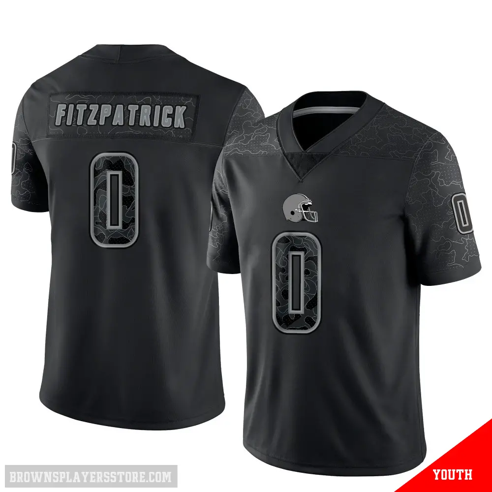 ＃0 Youth John FitzPatrick Black Limited Cleveland Browns Reflective Jersey