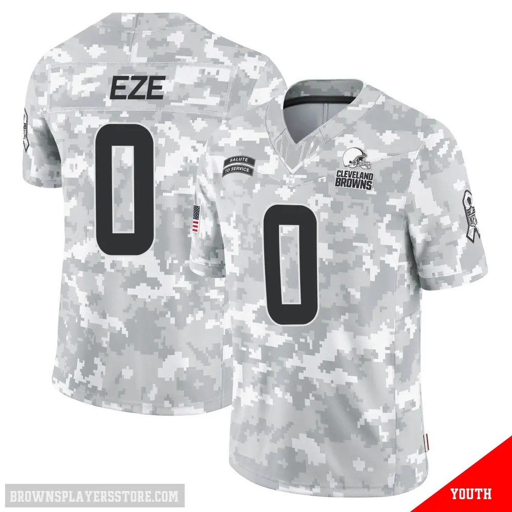 ＃0 Youth Obinna Eze Arctic Camo Limited Cleveland Browns 2024 Salute to Service Jersey