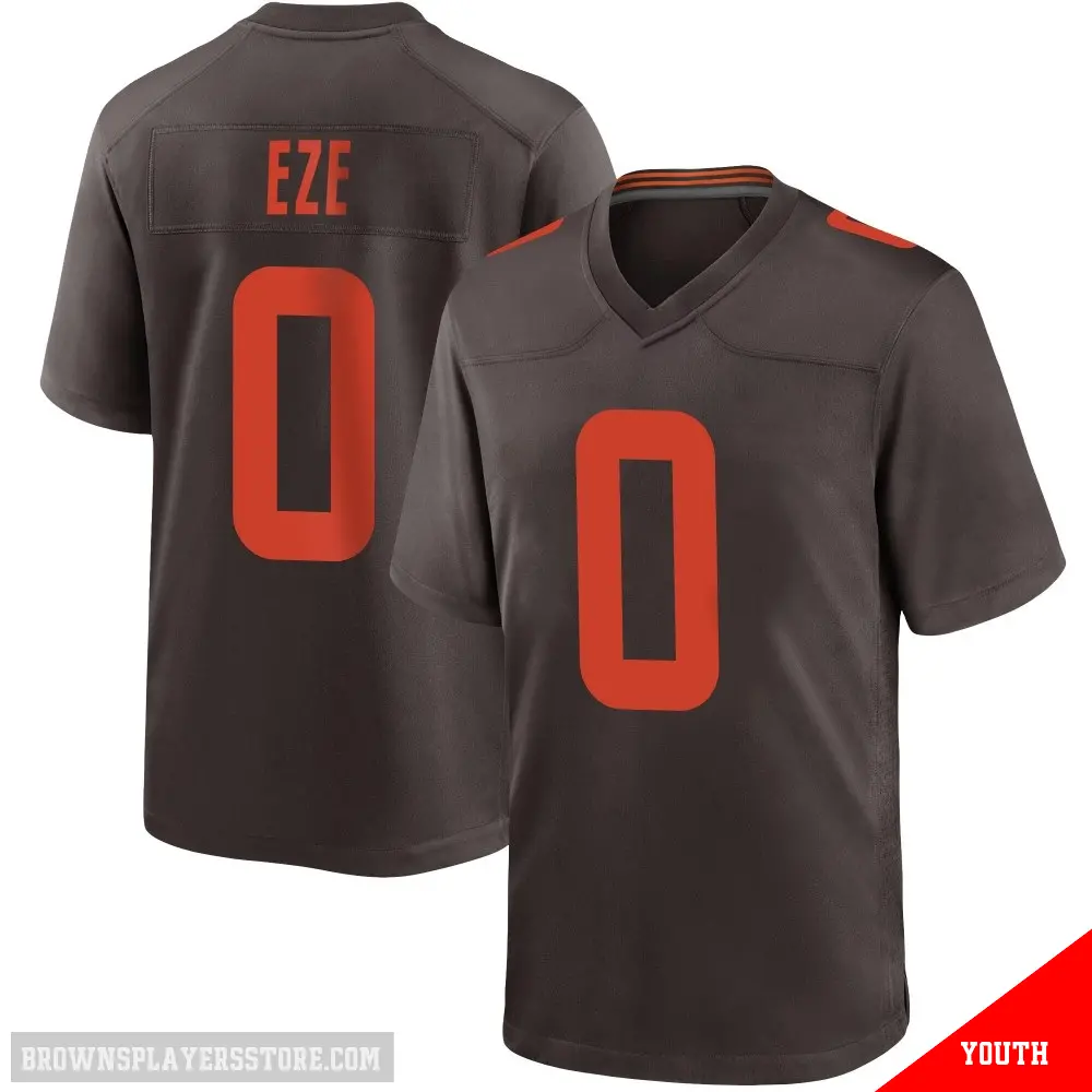 ＃0 Youth Obinna Eze Brown Game Cleveland Browns Alternate Jersey