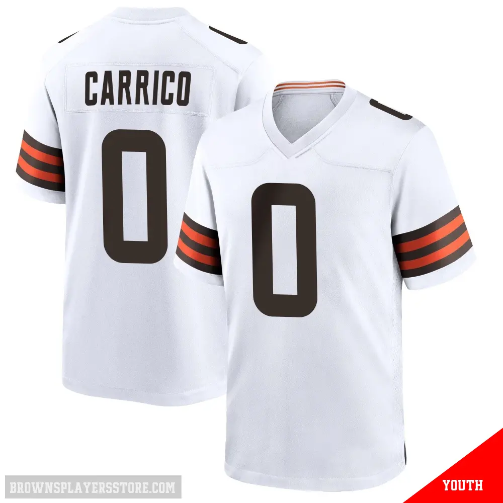 ＃0 Youth Reid Carrico White Game Cleveland Browns Jersey
