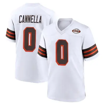 ＃0 Youth Sal Cannella White Game Cleveland Browns 1946 Collection Alternate Jersey