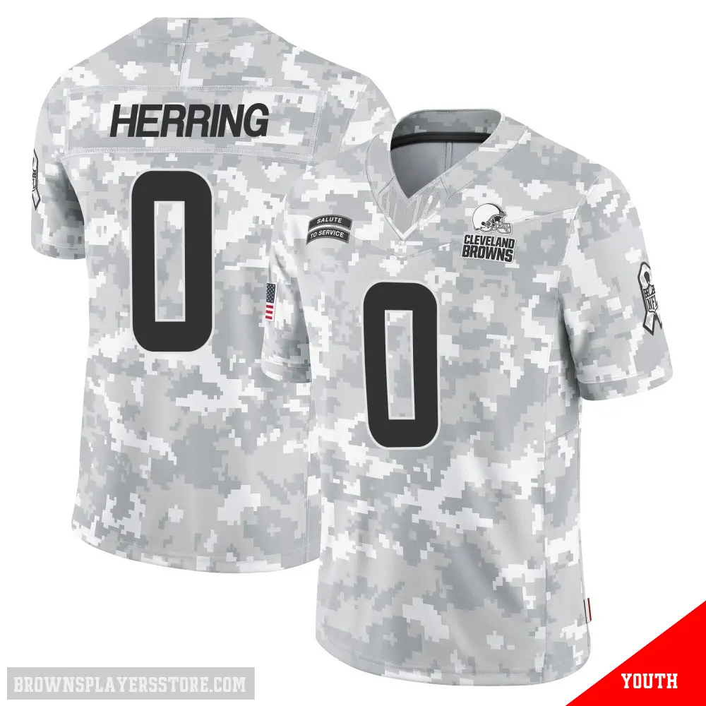＃0 Youth Tyron Herring Arctic Camo Limited Cleveland Browns 2024 Salute to Service Jersey