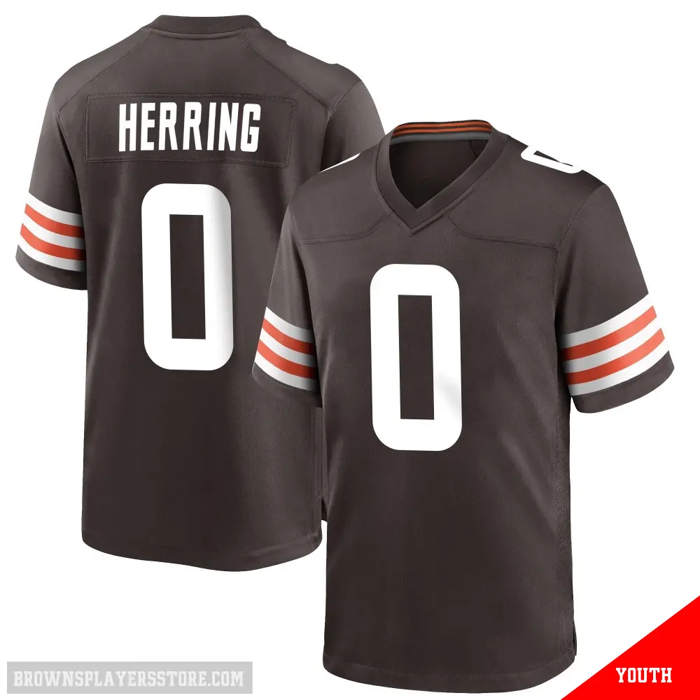 ＃0 Youth Tyron Herring Brown Game Cleveland Browns Team Color Jersey