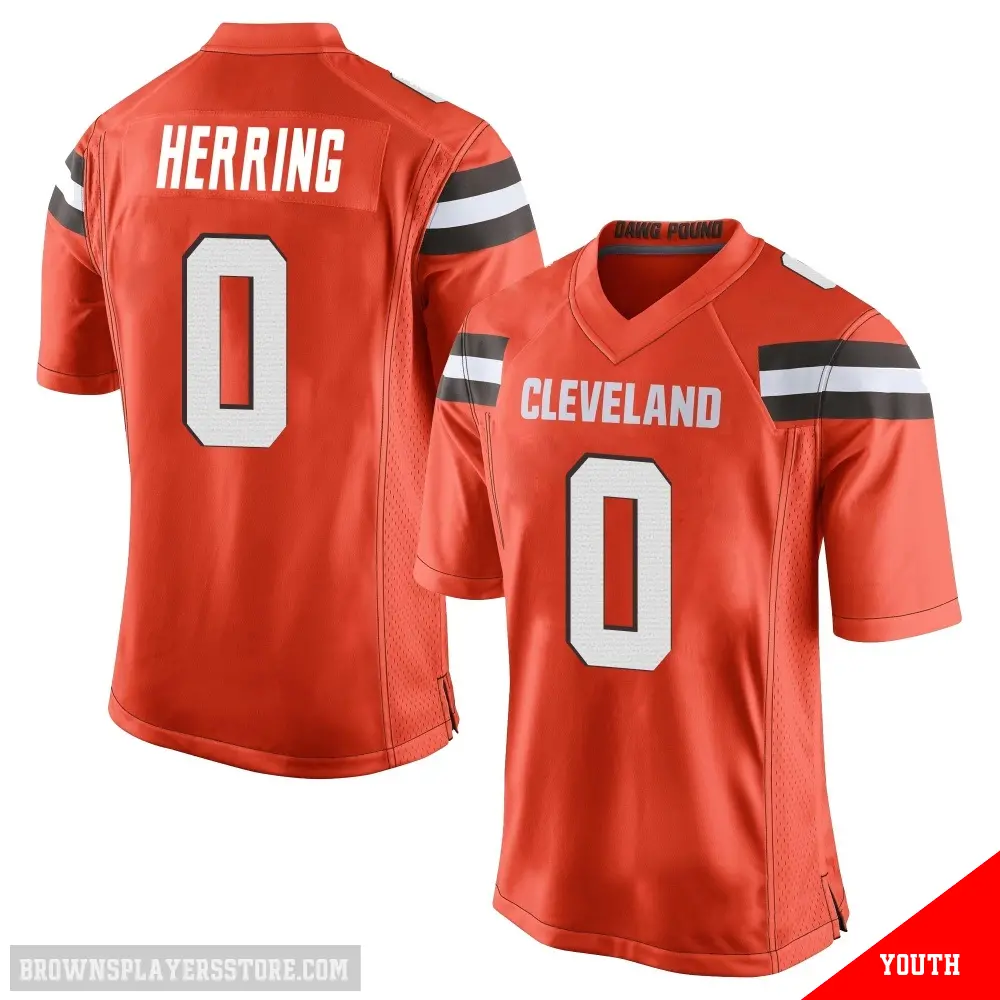 ＃0 Youth Tyron Herring Orange Game Cleveland Browns Alternate Jersey