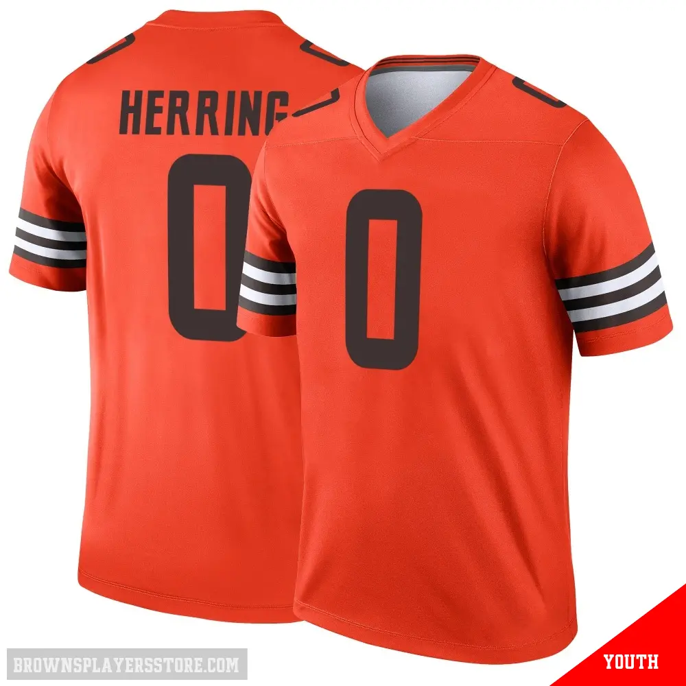 ＃0 Youth Tyron Herring Orange Legend Cleveland Browns Inverted Jersey
