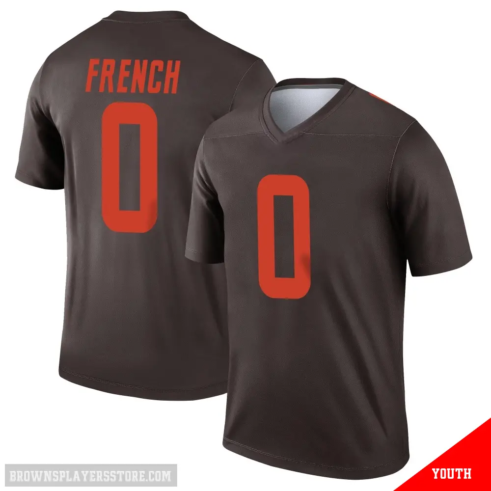 ＃0 Youth Wesley French Brown Legend Cleveland Browns Alternate Jersey