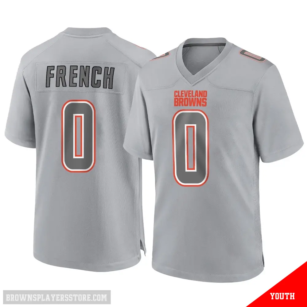 ＃0 Youth Wesley French Gray Game Cleveland Browns Atmosphere Fashion Jersey