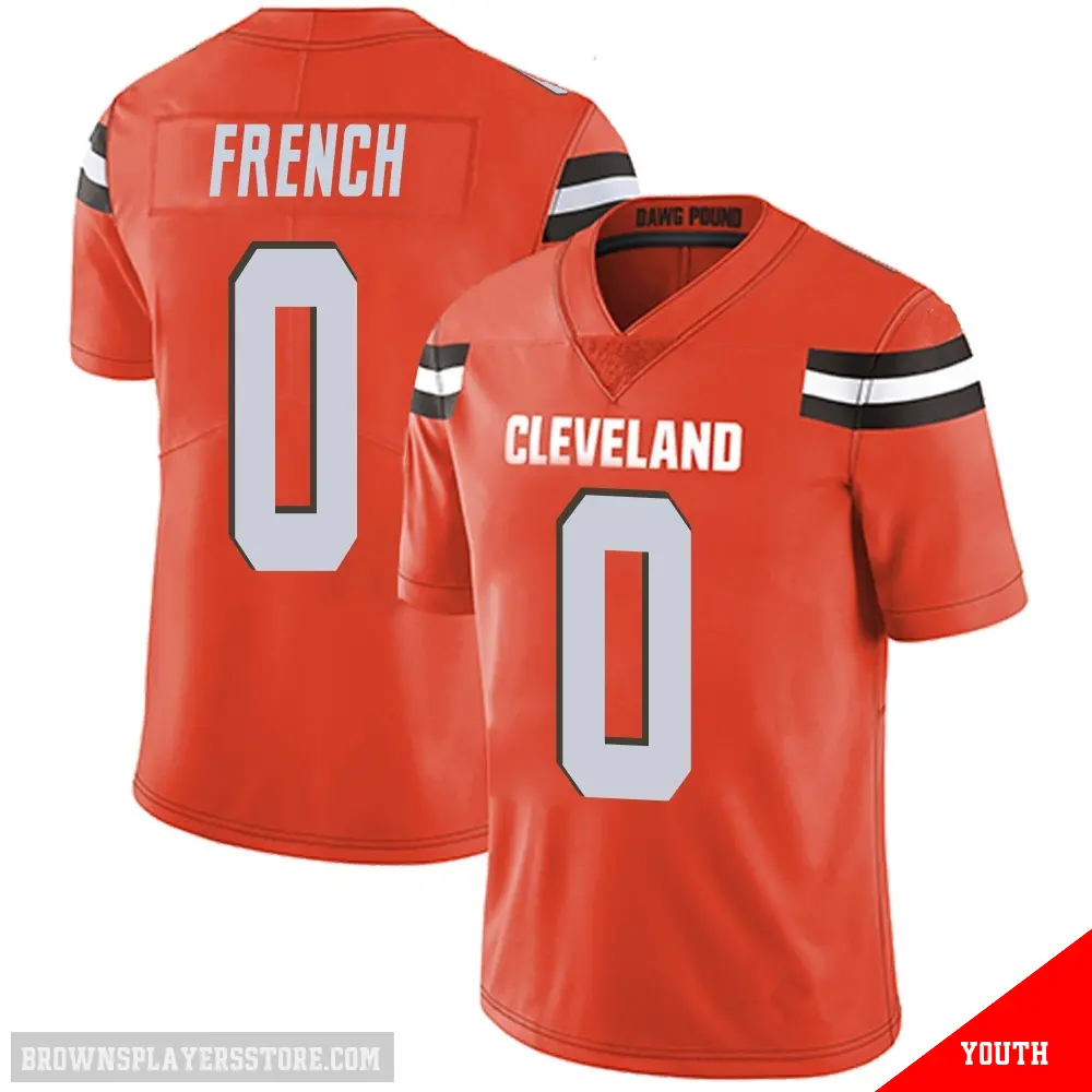 ＃0 Youth Wesley French Orange Limited Cleveland Browns Alternate Vapor Untouchable Jersey