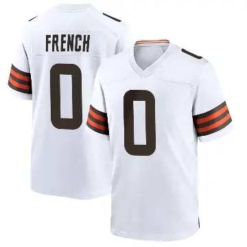 ＃0 Youth Wesley French White Game Cleveland Browns Jersey