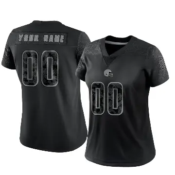 ＃00 Women's Custom Black Limited Cleveland Browns Reflective Jersey