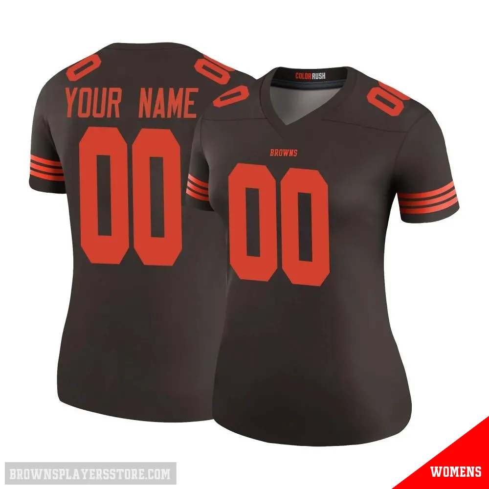 ＃00 Women's Custom Brown Legend Cleveland Browns Color Rush Jersey