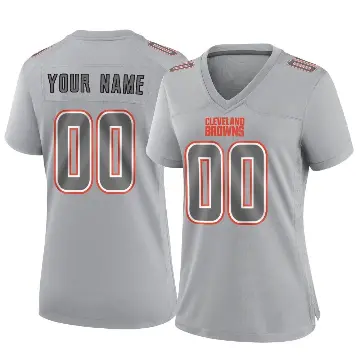 ＃00 Women's Custom Gray Game Cleveland Browns Atmosphere Fashion Jersey