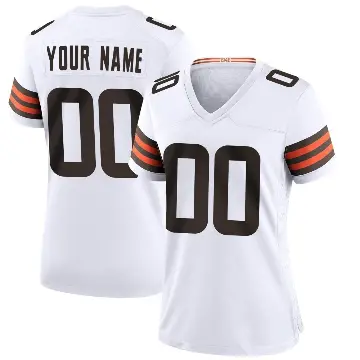 ＃00 Women's Custom White Game Cleveland Browns Jersey
