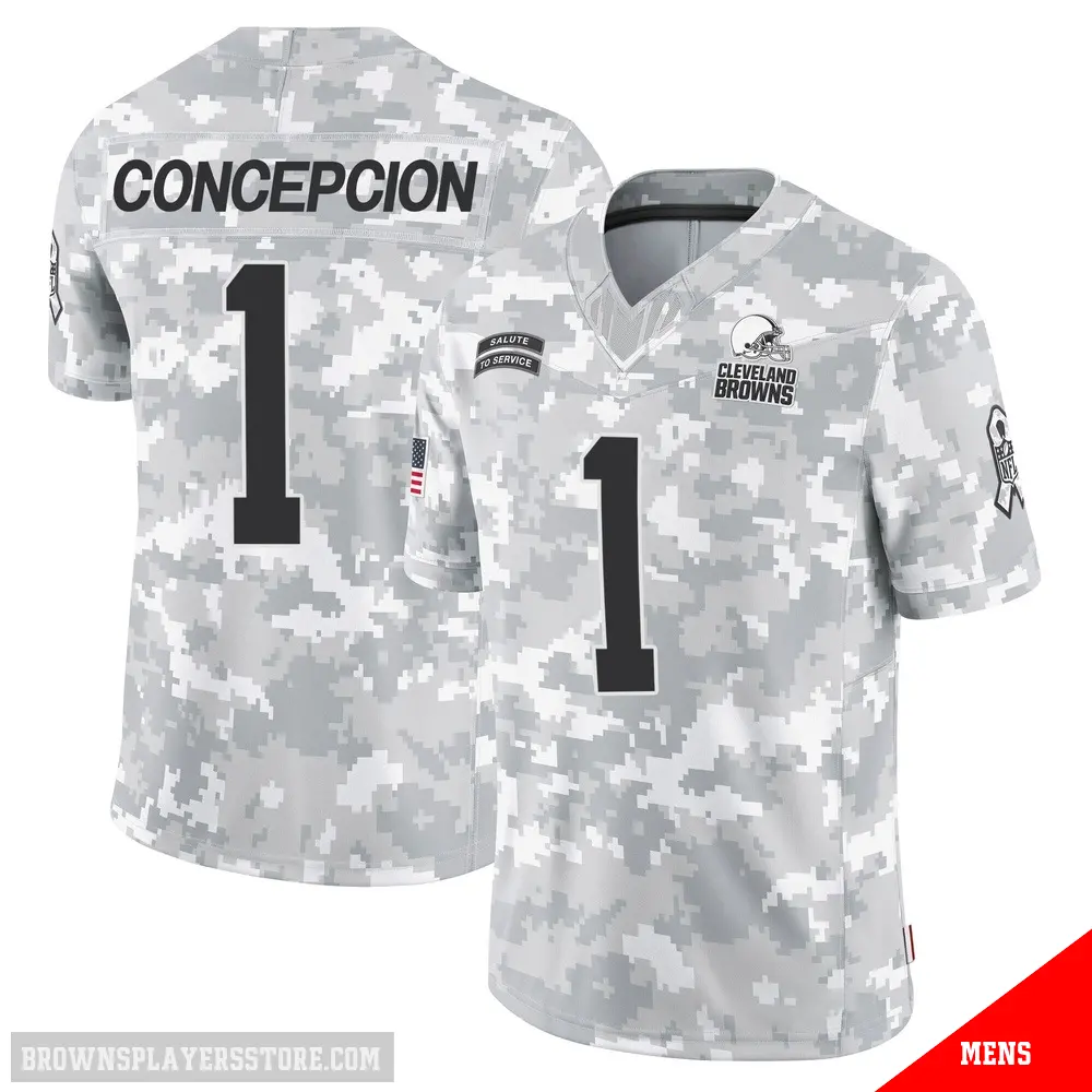 ＃1 Men's KC Concepcion Arctic Camo Limited Cleveland Browns 2024 Salute to Service Jersey