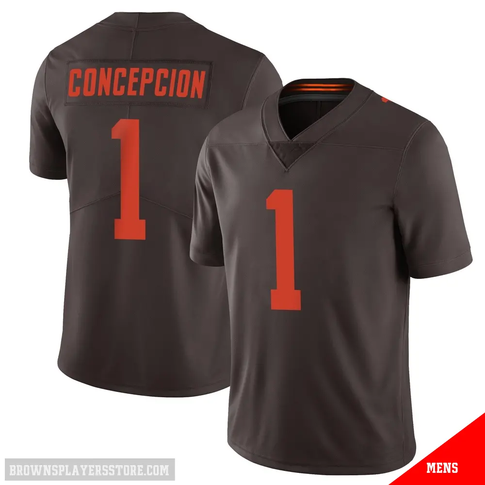 ＃1 Men's KC Concepcion Brown Limited Cleveland Browns Vapor Alternate Jersey