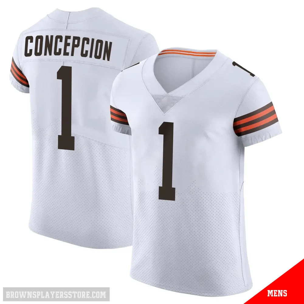 ＃1 Men's KC Concepcion White Elite Cleveland Browns Vapor Jersey
