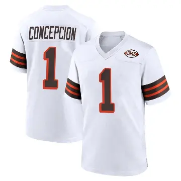 ＃1 Men's KC Concepcion White Game Cleveland Browns 1946 Collection Alternate Jersey