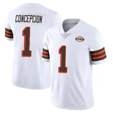 ＃1 Men's KC Concepcion White Limited Cleveland Browns Vapor 1946 Collection Alternate Jersey
