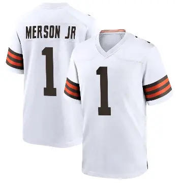 ＃1 Men's Martin Emerson Jr. White Game Cleveland Browns Jersey