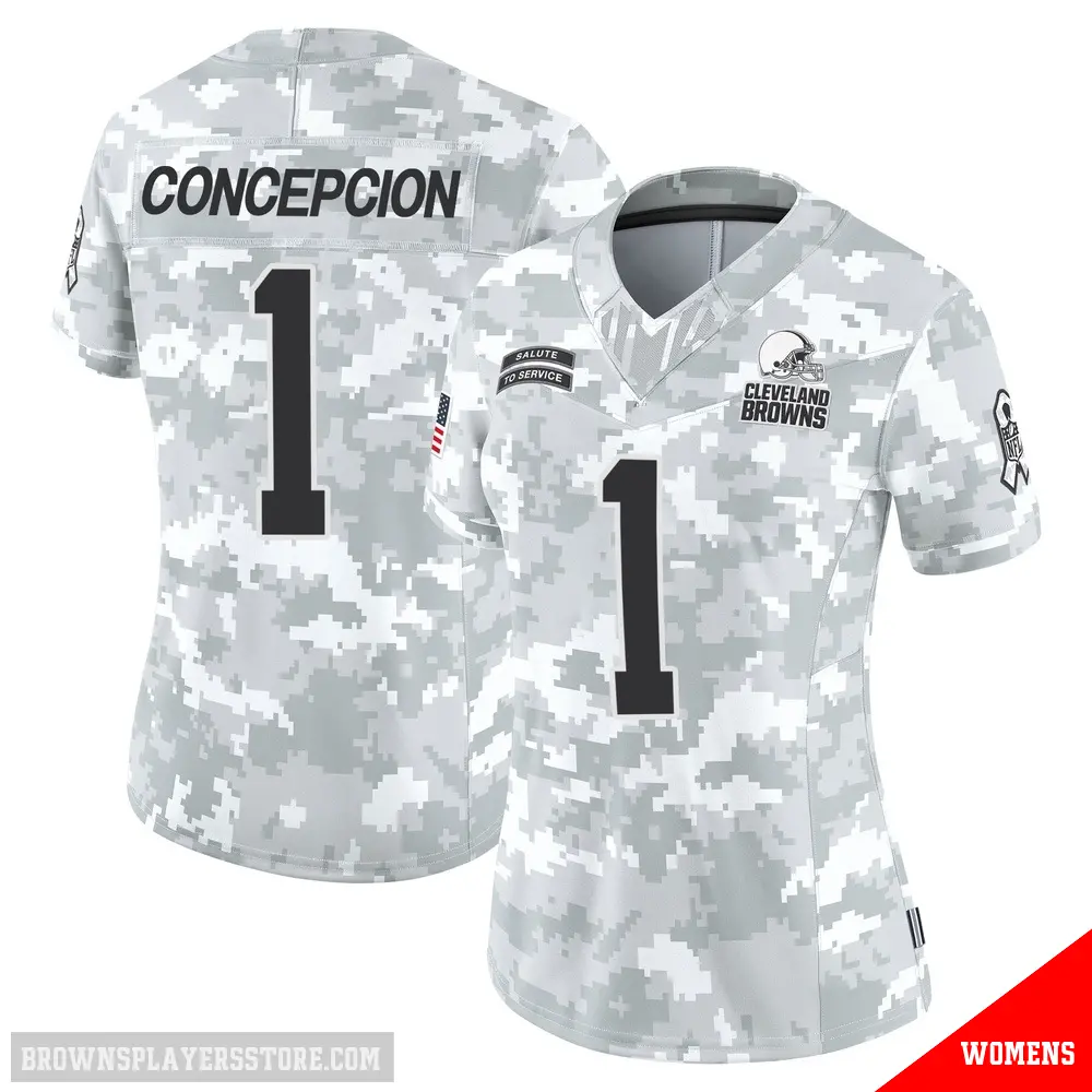＃1 Women's KC Concepcion Arctic Camo Limited Cleveland Browns 2024 Salute to Service Jersey