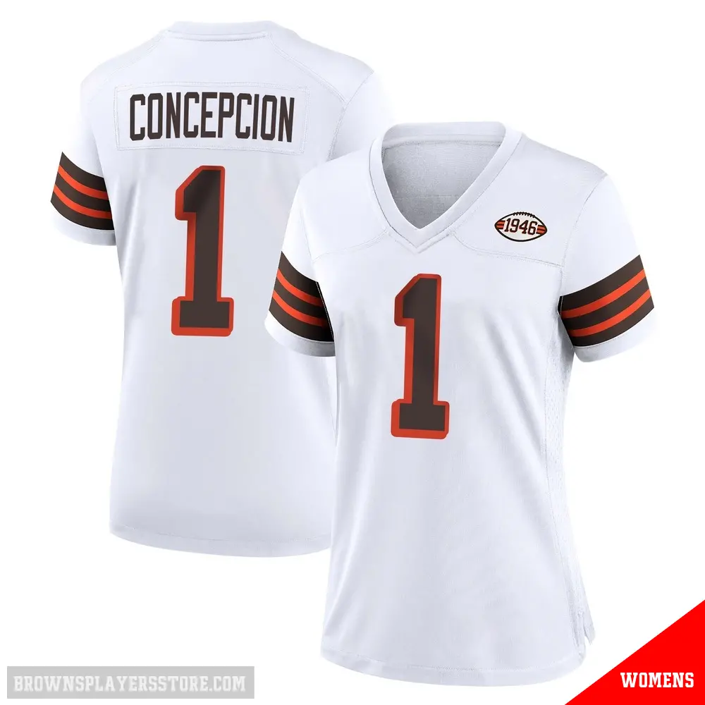＃1 Women's KC Concepcion White Game Cleveland Browns 1946 Collection Alternate Jersey
