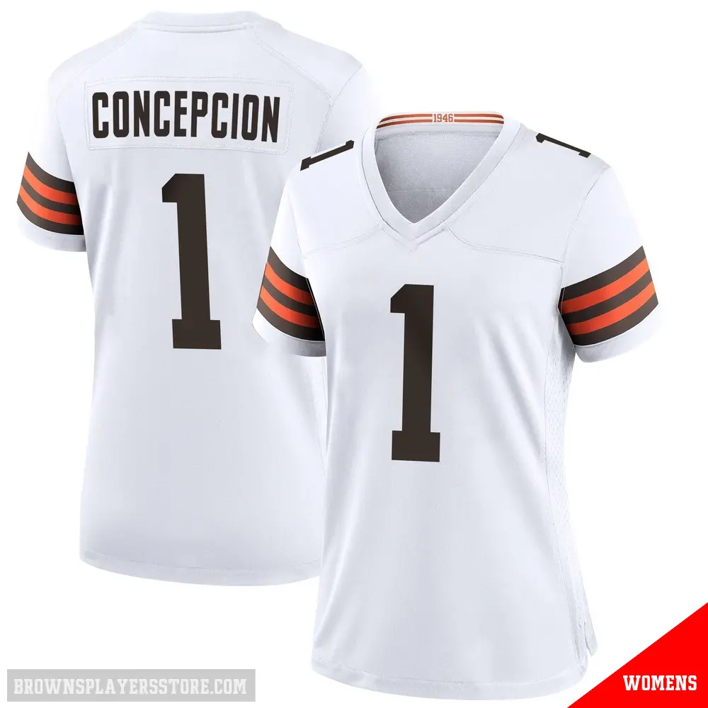 ＃1 Women's KC Concepcion White Game Cleveland Browns Jersey