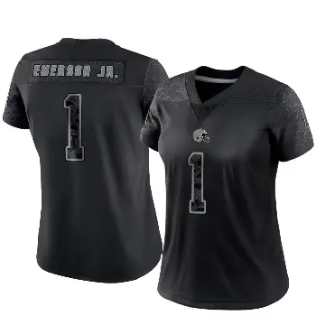 ＃1 Women's Martin Emerson Jr. Black Limited Cleveland Browns Reflective Jersey
