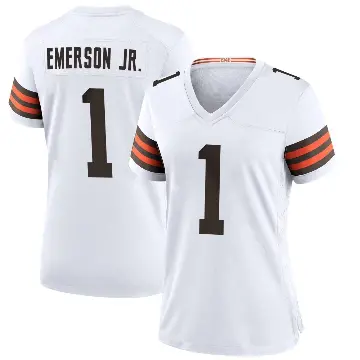 ＃1 Women's Martin Emerson Jr. White Game Cleveland Browns Jersey