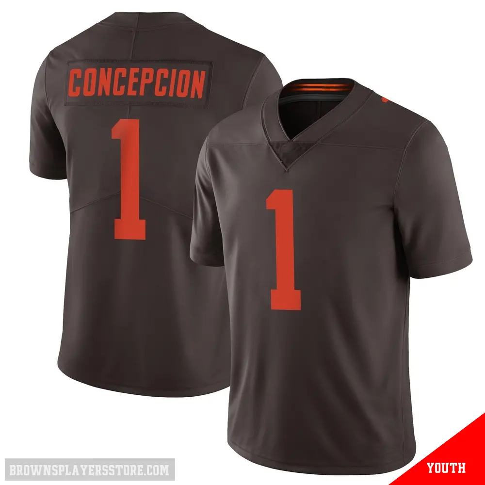 ＃1 Youth KC Concepcion Brown Limited Cleveland Browns Vapor Alternate Jersey