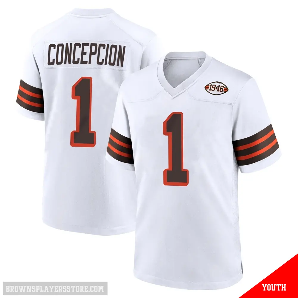 ＃1 Youth KC Concepcion White Game Cleveland Browns 1946 Collection Alternate Jersey