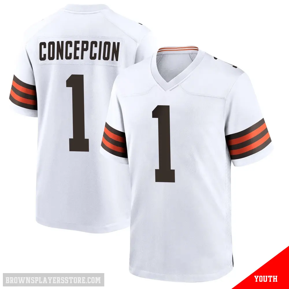 ＃1 Youth KC Concepcion White Game Cleveland Browns Jersey