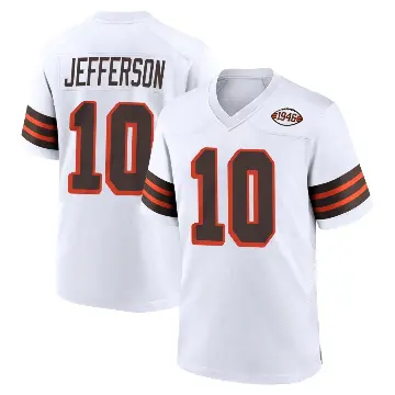 ＃10 Men's Justin Jefferson White Game Cleveland Browns 1946 Collection Alternate Jersey