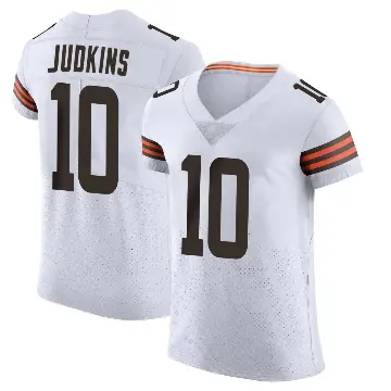 ＃10 Men's Quinshon Judkins White Elite Cleveland Browns Vapor Jersey