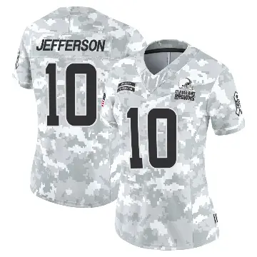 ＃10 Women's Justin Jefferson Arctic Camo Limited Cleveland Browns 2024 Salute to Service Jersey