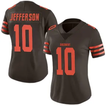 ＃10 Women's Justin Jefferson Brown Limited Cleveland Browns Color Rush Jersey