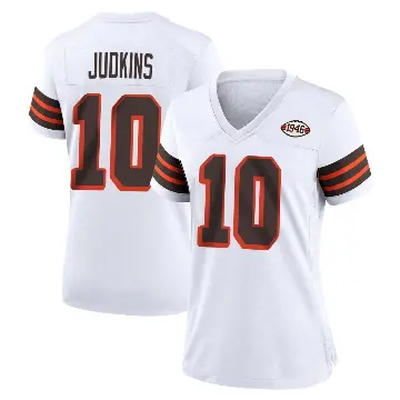 ＃10 Women's Quinshon Judkins White Game Cleveland Browns 1946 Collection Alternate Jersey