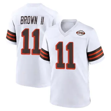 ＃11 Men's Tony Brown II White Game Cleveland Browns 1946 Collection Alternate Jersey