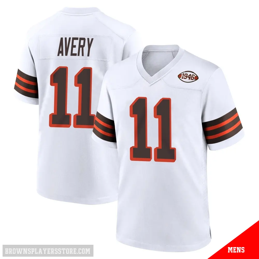 ＃11 Men's Tre Avery White Game Cleveland Browns 1946 Collection Alternate Jersey